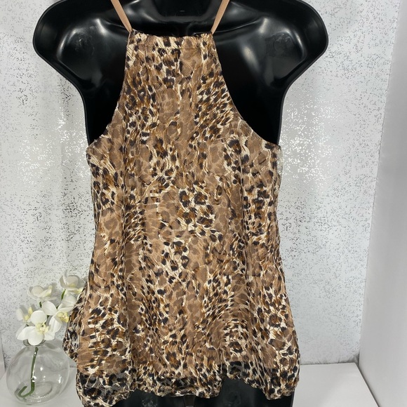 Love J Women's Small Leopard Print Sheer Tank Top Layered V-Neck Cami Blouse - Picture 14 of 15